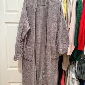 House of CB Long Open-Front Celine cardigan